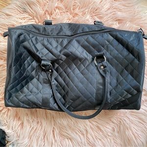 quilted black satin duffel bag!